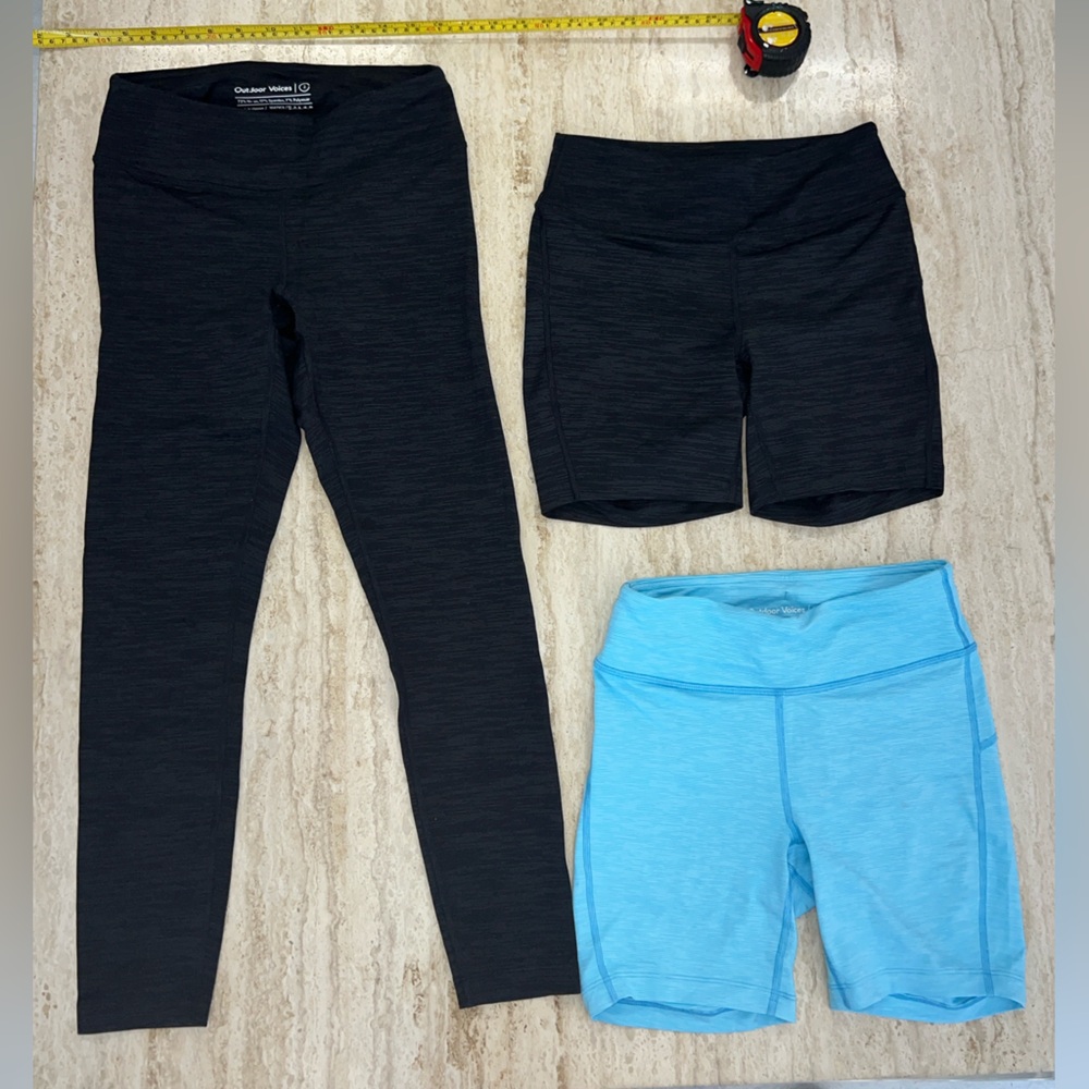 Outdoor Voices, 3-Piece Set - 1 Legging + 2 Shorts , all size Small